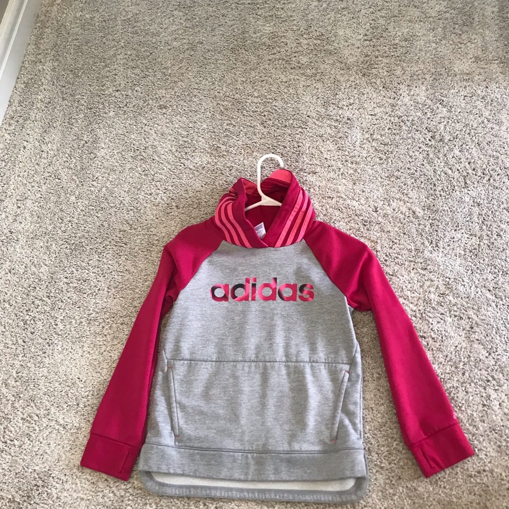 Adidas gray and pink girl sweater